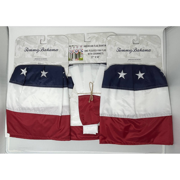 Tommy Bahama Bunting Set of 3 Fourth of July 58”x27” NEW - Picture 1 of 5